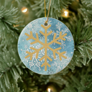 Julgran - Guld Snowflake Julgransprydnad Keramik