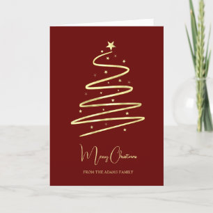 Julgran guld snyggtens minimalistiska anpassningsb tack kort
