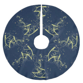 Julgran Guld Stars marinblå Helgdagar i marinblått Julgransmatta Borstad Polyester