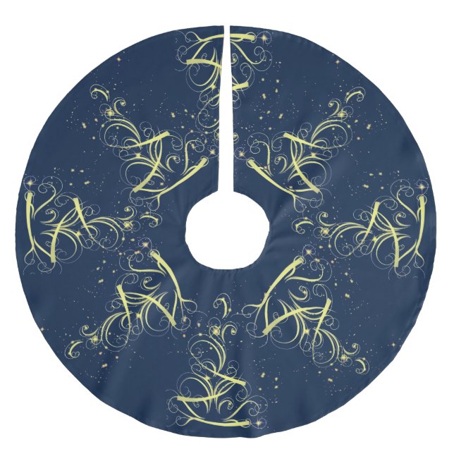 Julgran Guld Stars marinblå Helgdagar i marinblått Julgransmatta Borstad Polyester (Framsidan)