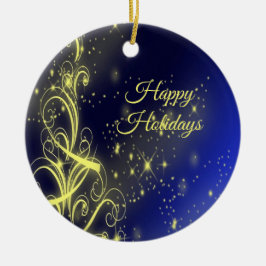 Julgran Guld Stars marinblå Helgdagar i marinblått Julgransprydnad Keramik