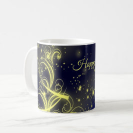 Julgran Guld Stars marinblå Helgdagar i marinblått Kaffemugg