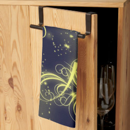 Julgran Guld Stars marinblå Helgdagar i marinblått Kökshandduk