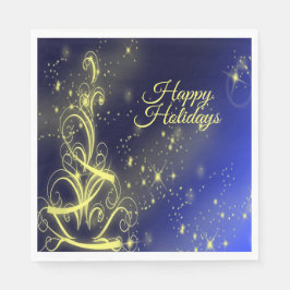 Julgran Guld Stars marinblå Helgdagar i marinblått Pappersservett