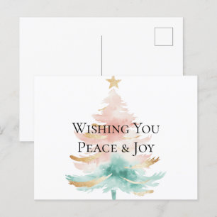 Julgran Guld White Rosa Mint Peace Joy Vykort