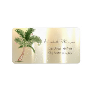 Julgran Handflatan Bollar Guld Adressetikett