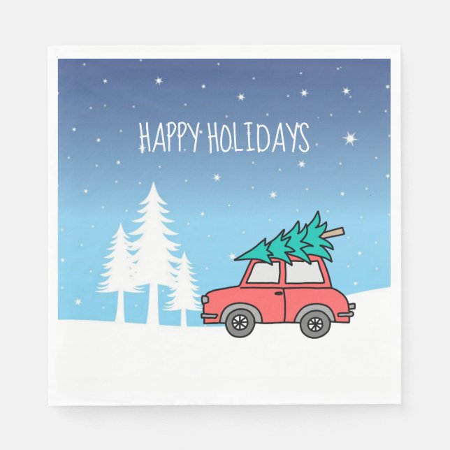 Julgran Helgdagars Luncheon Papper Napkins Pappersservett (Framsidan)