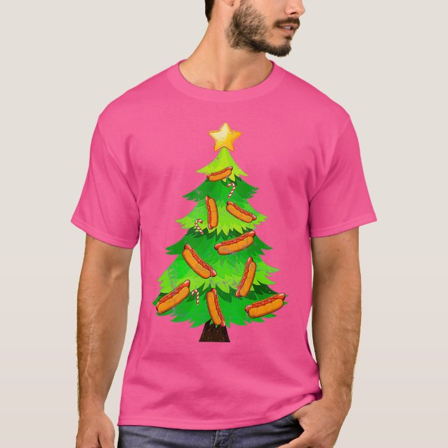 julgran Hett Hund Fast Food Funny Gift T Shirt (Framsida)