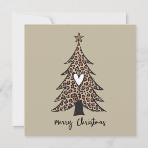 Julgran Hjärt Leopard Present Xmas Högtid Julkort
