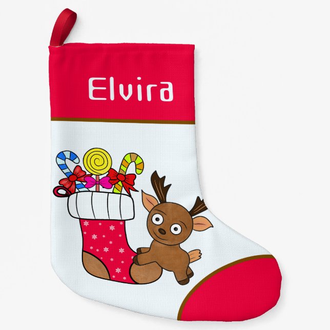 Julgran hjort liten julstrumpa (Framsidan)