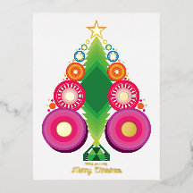 Julgran Holiday Folie Guld Postkort