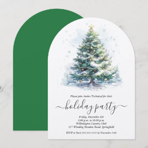 Julgran Holiday Party med snö Inbjudningar