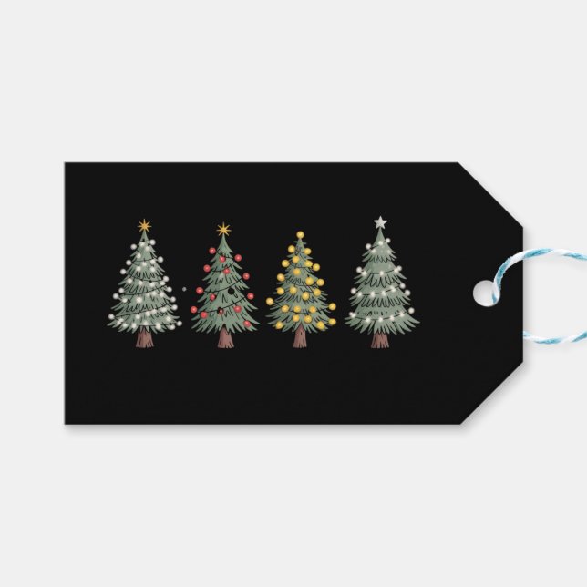 Julgran Holiday Present Vinter  Presentetikett (Framsidan (Horisontell))