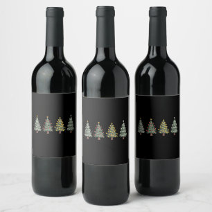 Julgran Holiday Present Vinter Vinflaska Etikett