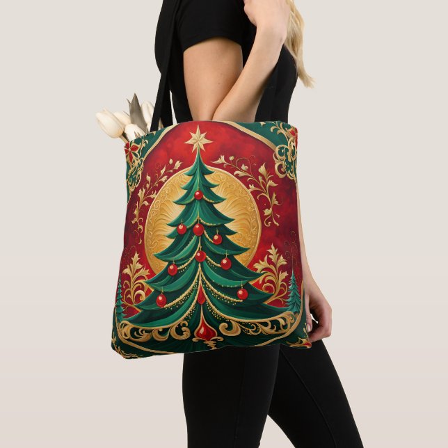 Julgran Holiday Tote Bag Tygkasse (Närbild)