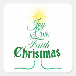 Julgran Holiday Word Art Fyrkantigt Klistermärke