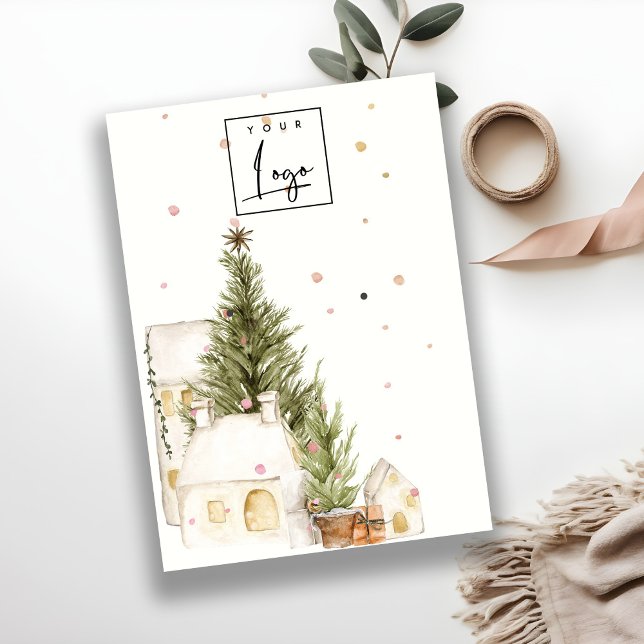 Julgran House Snö Logotyp Earring Stud Holder Visitkort (Skapare uppladdad)