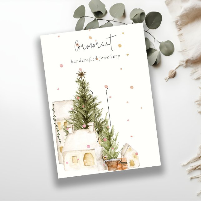 Julgran Houses Snö Logotyp Hairclip Holder Visitkort (Skapare uppladdad)