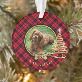 Julgran Hund Dekorationer, Red Play Tartan