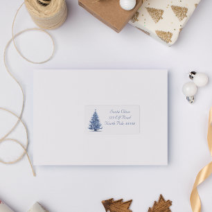 Julgran i Delft Blue-anpassadet Adressetikett