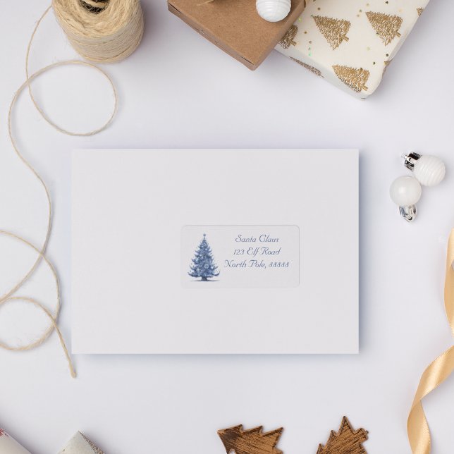 Julgran i Delft Blue-anpassadet Adressetikett (Skapare uppladdad)