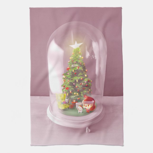 Julgran i en Glass Dome Kökshandduk (Vertikal)