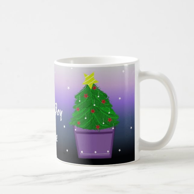 Julgran i en lila kruka kaffemugg (Höger)