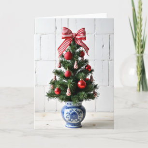 Julgran i festlig röd färg kort