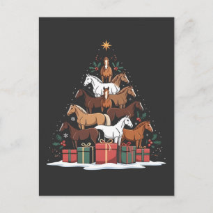 Julgran i form av häst, julgran med hästmotiv  inbjudan vykort