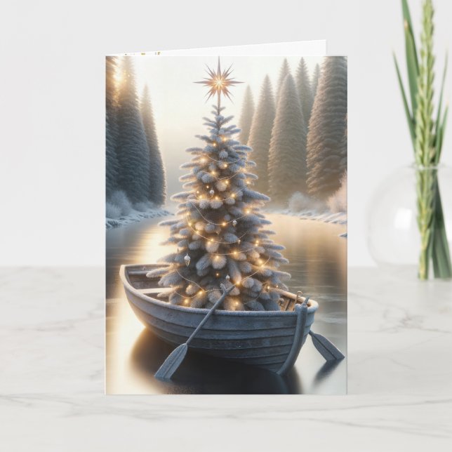 Julgran i gamla fribåtar helgkort (Framsida)