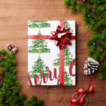 Julgran i Grönt Red on White Anpassningsbar Presentpapper<br><div class="desc">Enkel och artistisk,  söt och vass helgdag i Julgran-anpassadet som omsluter papper.</div>