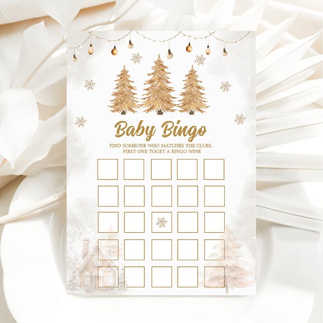 Julgran i guld  Baby Bingo Baby Shower-kort Inbjudningar (Skapare uppladdad)