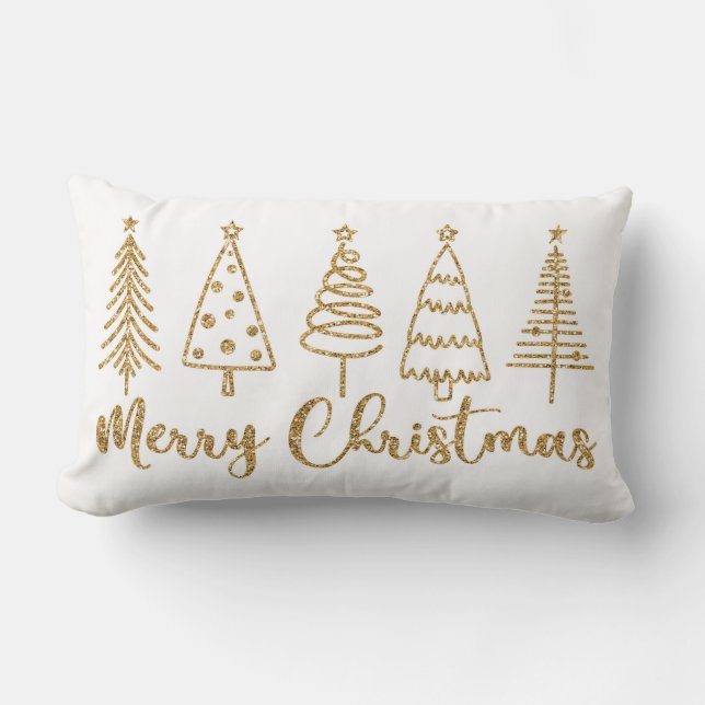 Julgran i guld God Jul Kudd Lumbarkudde (Framsida)
