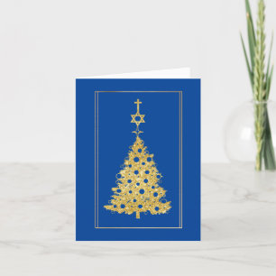 Julgran i guld silhuett Chrismukkah-kort Kort
