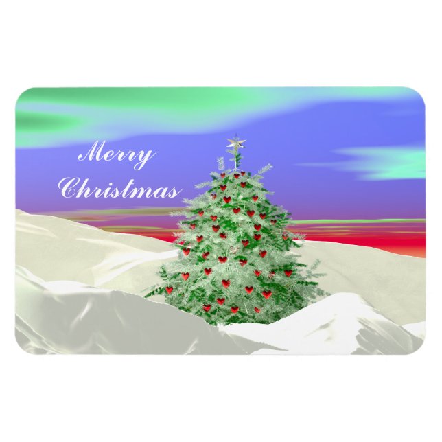 Julgran i Hearts Magnet (Horisontell)