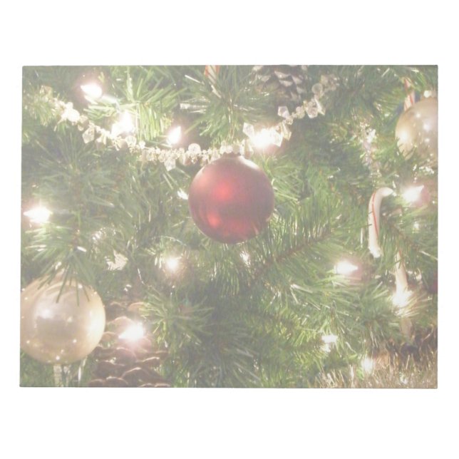 Julgran I Helgdag Söt Grönt och Röd Anteckningsblock (Framsida)