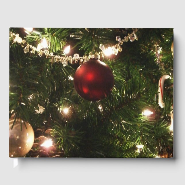 Julgran I Helgdag Söt Grönt och Röd Gästböcker (Framsida)