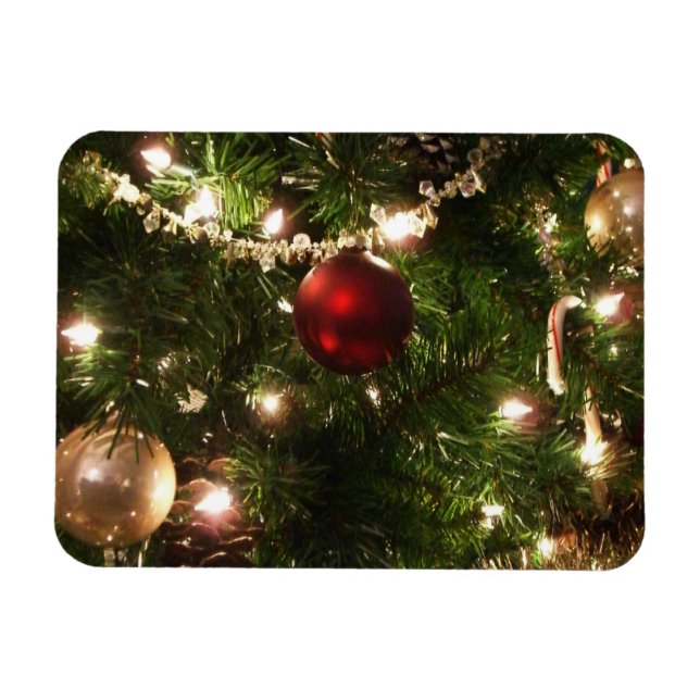 Julgran I Helgdag Söt Grönt och Röd Magnet (Horisontell)