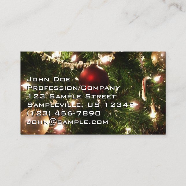 Julgran I Helgdag Söt Grönt och Röd Visitkort (Framsida)