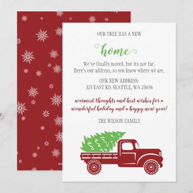 JULGRAN i HELGDAGSKORTEN LASTBIL VI HAR FLYTTAT (Fram/baksida)