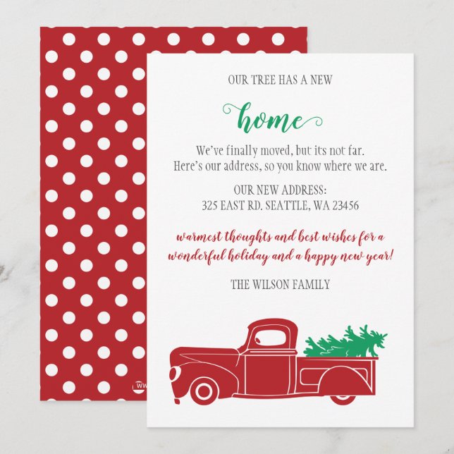 JULGRAN i HELGDAGSKORTEN LASTBIL VI HAR FLYTTAT (Fram/baksida)