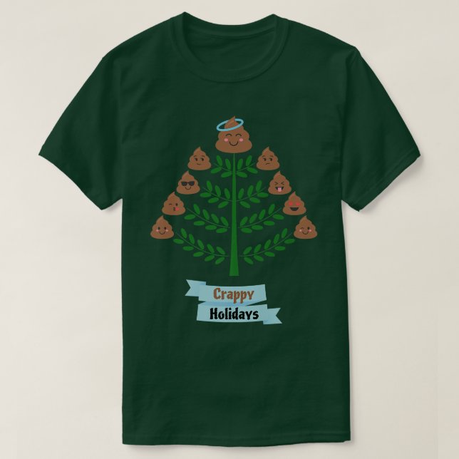 Julgran i lycklig-helgdagar med poop-skrapy t shirt (Design framsida)