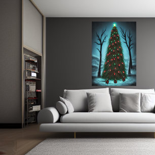 JULGRAN i MÖRKEN AI Art Poster