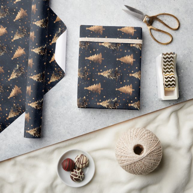 Julgran i Navy & Guld Presentpapper (Hantverk)