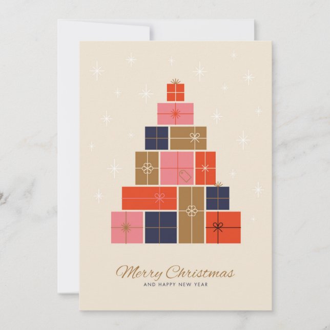 Julgran i presentförpackning julkort (Framsida)