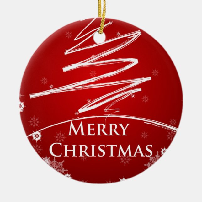 Julgran i röd modern konstprydnad julgransprydnad keramik (Framsidan)