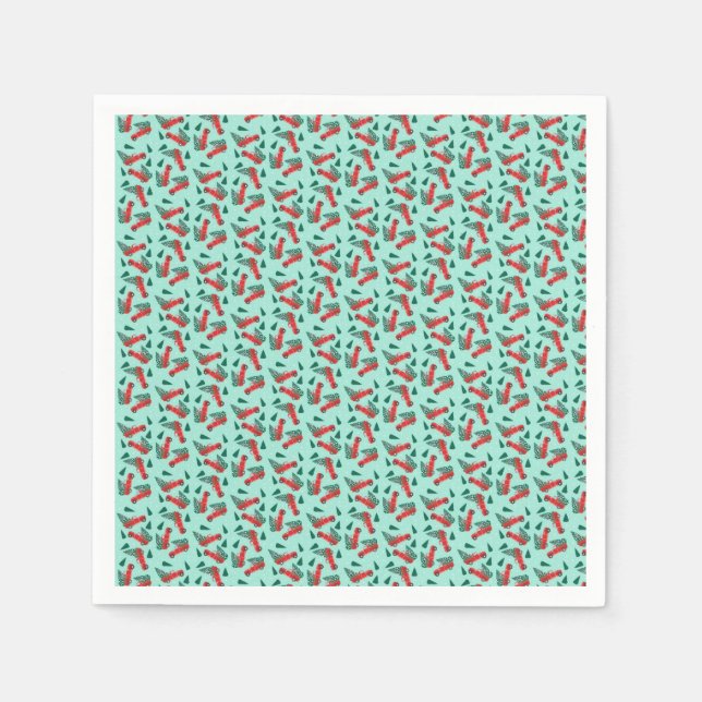 Julgran i Röda Grönten Lastbil Mönster Pappersservett (Framsidan)