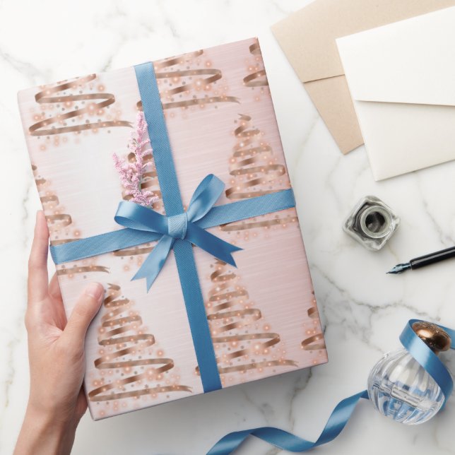 Julgran i roséguld presentpapper (Gifting)
