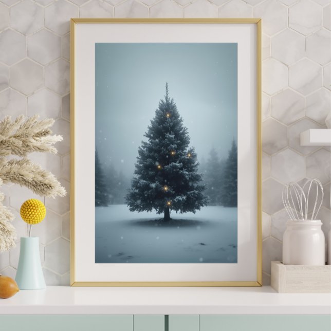 Julgran i snö — Fridfull vinteraffisch Poster (Skapare uppladdad)