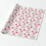 Julgran i Snö Globe Presentpapper<br><div class="desc">Söt rosa och Julgran med röd vattenfärg i en snö-glob och träd ornament i mönster som omger pappra helgdag.</div>